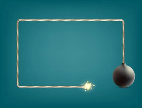 Explosive fuse with a round bomb. Vector background. イラスト素材