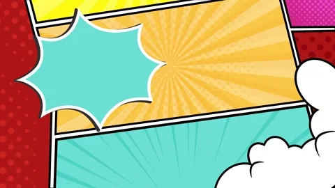 Explosive graphic elements in a vibrant colorful comic style background seamless Stock Footage 293263949