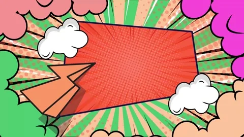 Explosive graphic elements in a vibrant comic style background with space for Stock Footage 293263925