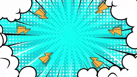 Explosive graphic elements in a vibrant comic style background seamless 4k video Stock Footage 293263958