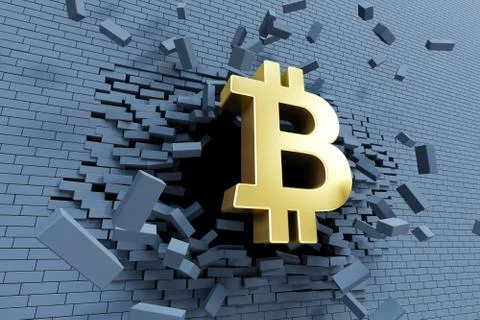 Explosive growth of bitcoin, 3d concept Illustrazione stock