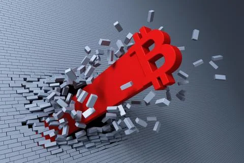 Explosive growth of bitcoin, 3d concept Stock Illustration