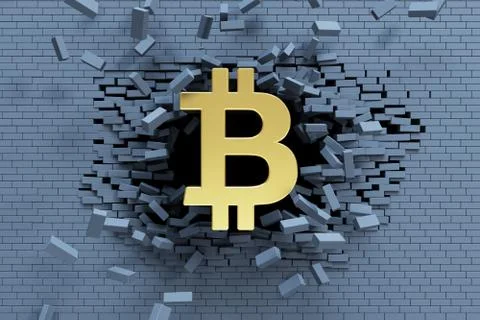 Explosive growth of bitcoin, 3d concept Stock Illustration