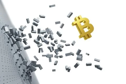 Explosive growth of bitcoin, 3d concept Stock Illustration