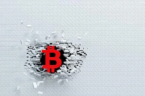 Explosive growth of bitcoin, 3d concept Illustrazione stock