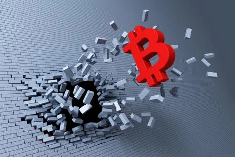Explosive growth of bitcoin, 3d rendering concept Stock Illustration