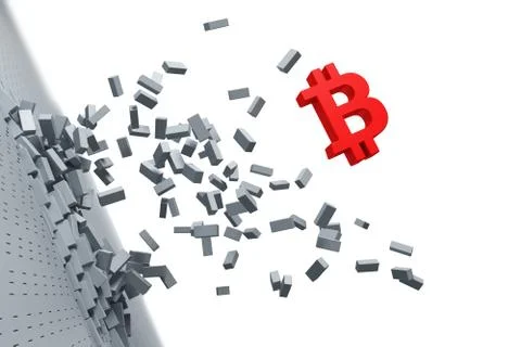 Explosive growth of bitcoin, 3d rendering concept Stock Illustration