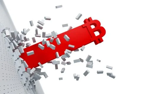 Explosive growth of bitcoin, 3d rendering concept Stock Illustration