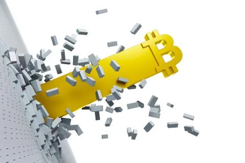 Explosive growth of bitcoin, 3d rendering concept Stock Illustration