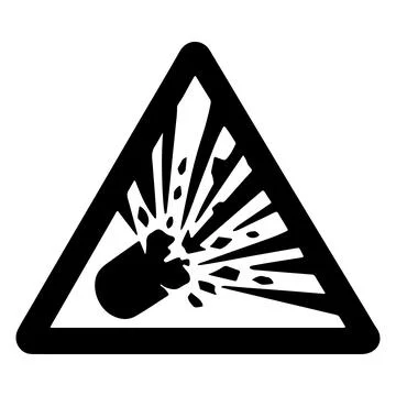 Explosive Hazard Warning Sign Black Silhouette Vector Isolated on White Bac.. Stock-Illustration