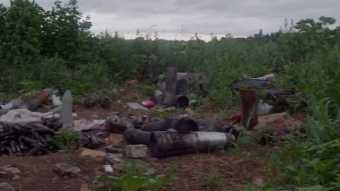 Explosive items found during demining in Ukraine 库存影片 240100352