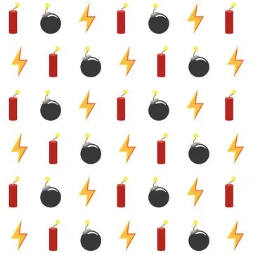 Explosive items pattern. Vector Illustrazione stock