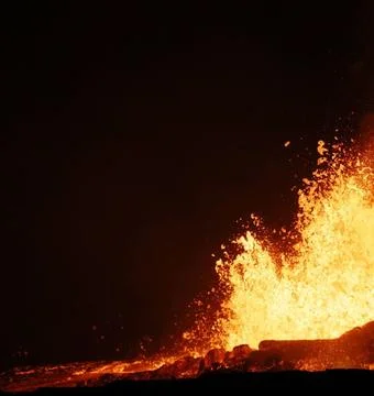 Explosive Lava Fountain Erupting from Active Volcanic Crater Stock Photos