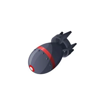 Explosive lethal weapon, cartoon vector nuclear rocket air bomb game asset Stock Illustration
