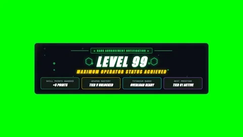 Explosive Level Up Max Power Milestone on Green Screen Vídeos de archivo 345258817