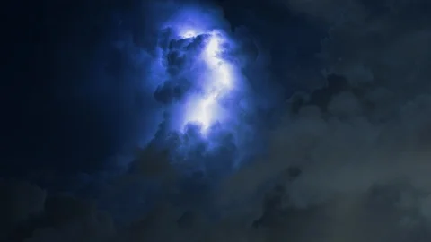 Explosive lightning storm night timelapse Stock Footage