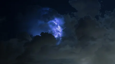 Explosive lightning storm night timelapse 4K Stock Footage 108393335