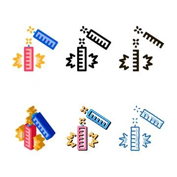 Explosive multistyle firework icon vector outline Stock Illustration