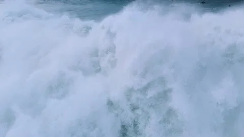 Explosive Ocean Wave Breaking with Powerful Spray in Slow Motion Stock Footage 296696504