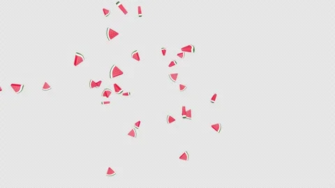 Explosive Overlay 3D Watermelon Pieces Animation on Alpha Channel, Loop Video stock 311601488