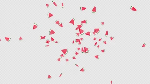 Explosive Overlay 3D Watermelon Pieces Animation on Alpha Channel, Loop 库存影片 311601668