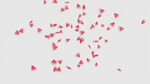 Explosive Overlay 3D Watermelon Pieces Animation on Alpha Channel, Loop 库存影片 311601840