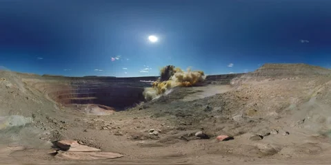 Explosive Power: A 360-Degree 8k Ground View of a Quarry Blast Vídeo Stock 160793381