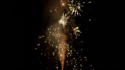 Explosive Pyrotechnic Firework Fountain Stock Footage 204041156