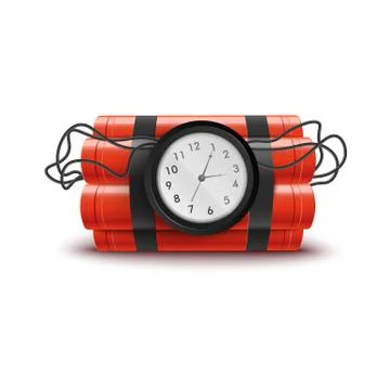 Explosive red dynamite sticks with clock and wires Illustrazione stock