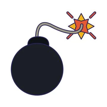 Explosive round bomb symbol blue lines 스톡 일러스트