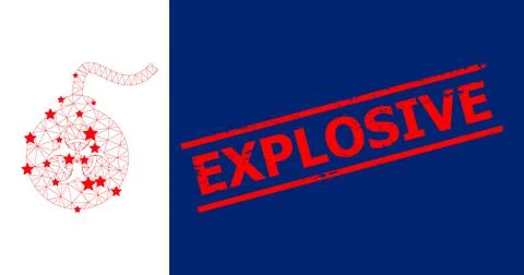 Explosive Scratched Stamp and Biohazard Bomb Polygonal Mesh Stockillustratie