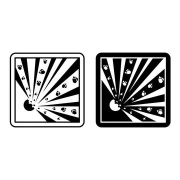 Explosive Signs. Labels for Cardboard Packaging. Black and White Vector Ico.. Stock Illustration
