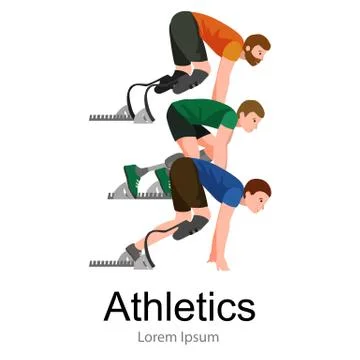 Explosive start of athlete with handicap at the stadium Stock Illustration