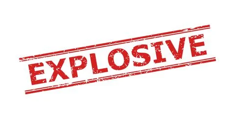 EXPLOSIVE Watermark with Unclean Surface and Double Parallel Lines Stock Illustration