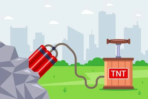 Explosive work with dynamite. blast rock. Stock-Illustration