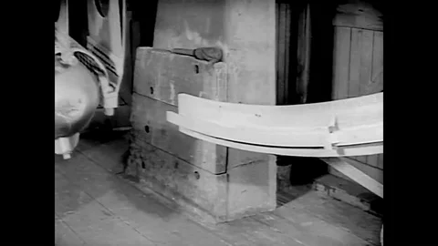 Explosives are tested on a dynamite plant in the 1920s. Stock Footage 88706514