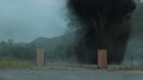 Explosives detonating during EOD training at demolition range Stock Footage 288190563