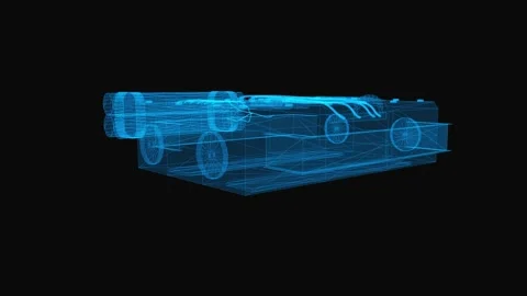 Explosives dynamite wireframe scheme. 3d render with blue grid lines. Loop  Stock Footage 140564511