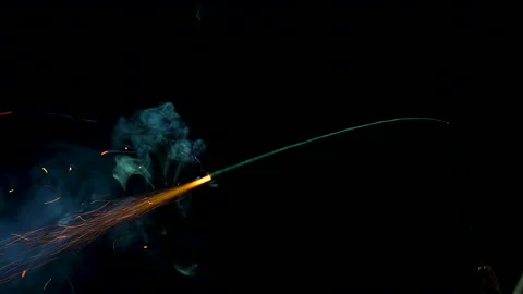 Explosives igniter slow motion 120fps at 1080p with stunning smoke particles Stock Footage 197140637