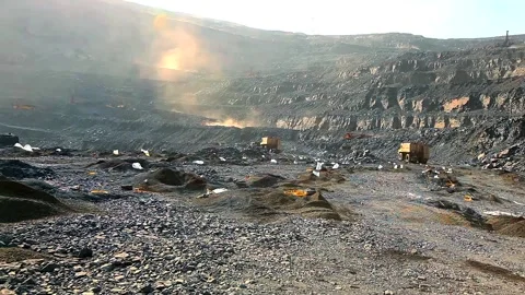 Explosives in the quarry. Controlled blast soil. Preparing a quarry for an Video stock 165144965