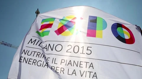 Expo 2015 flag waving.mp4 Stock Footage 42832727