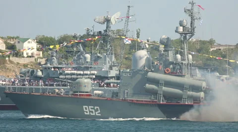 Exponential attack during a naval parade Stock Footage 40485799