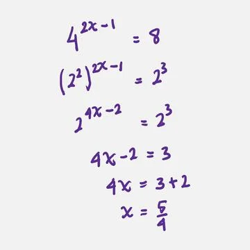 Exponential equation problem solving. 스톡 일러스트