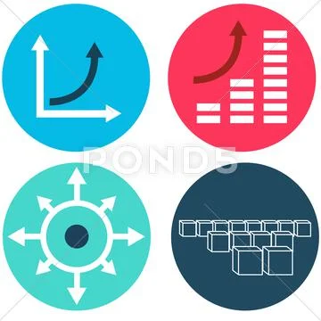 Exponential growth icons Stock Illustration