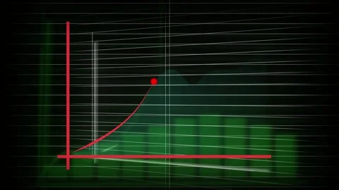 Exponential growth visual with red curve and green bar chart background rep.. Stock Footage 321451080