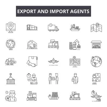 Export and import agents line icons for web and mobile design. Editable stroke Stock Illustration