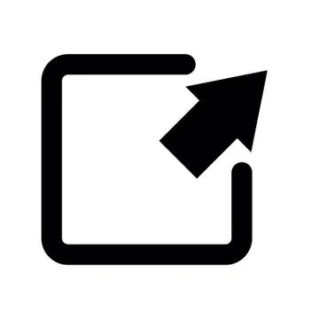 Export arrow, forward icon, share or exit icon. black vector square and arrow Stock Illustration