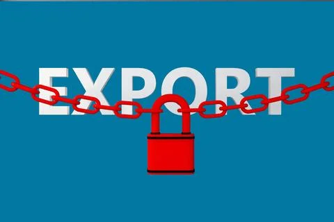 Export ban concept chain padlock Stock Illustration