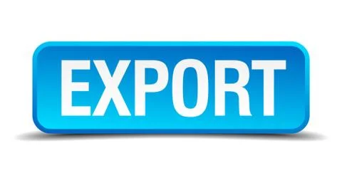 Export blue 3d realistic square isolated button Stock Illustration