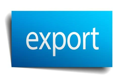 Export blue paper sign on white background Stock Illustration